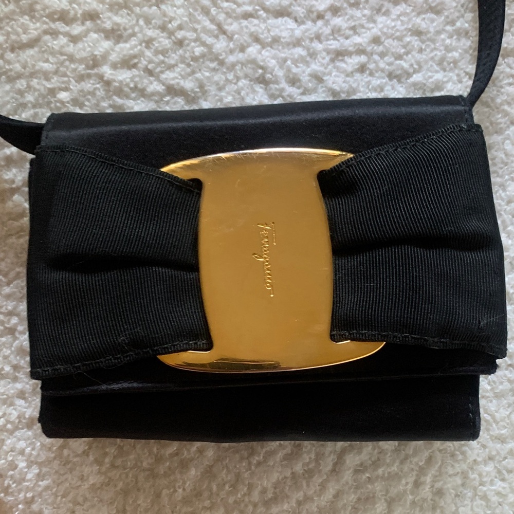 Salvatore Ferragamo Black Mini Bag with Gold Accent